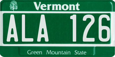 VT license plate ALA126