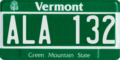 VT license plate ALA132