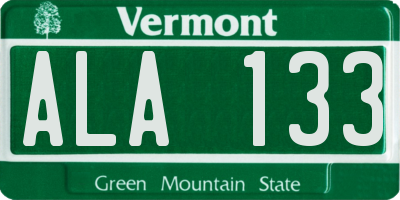 VT license plate ALA133