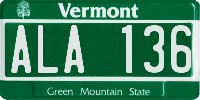 VT license plate ALA136
