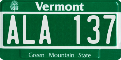VT license plate ALA137