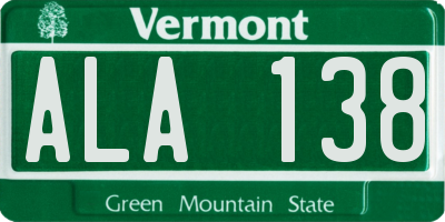 VT license plate ALA138