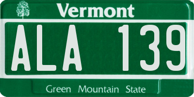 VT license plate ALA139