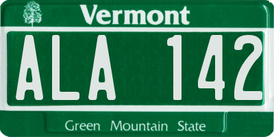 VT license plate ALA142