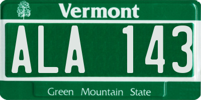 VT license plate ALA143