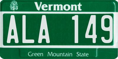 VT license plate ALA149