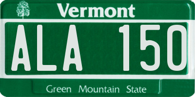 VT license plate ALA150