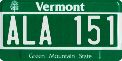 VT license plate ALA151