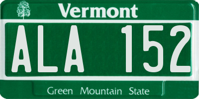 VT license plate ALA152