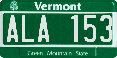 VT license plate ALA153