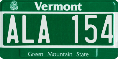 VT license plate ALA154