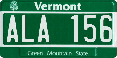 VT license plate ALA156