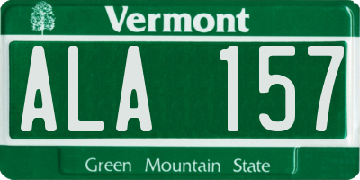 VT license plate ALA157