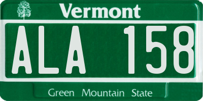 VT license plate ALA158
