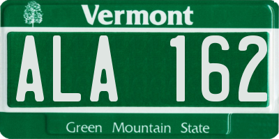 VT license plate ALA162