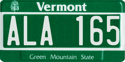 VT license plate ALA165