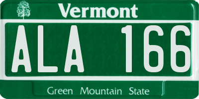 VT license plate ALA166