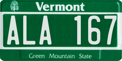 VT license plate ALA167