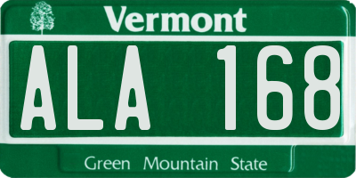 VT license plate ALA168