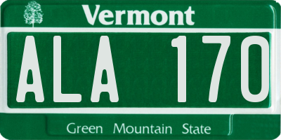VT license plate ALA170