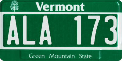 VT license plate ALA173
