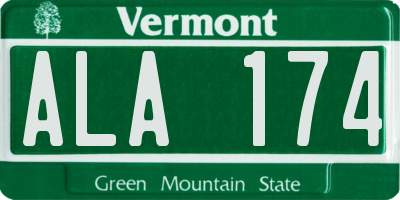 VT license plate ALA174