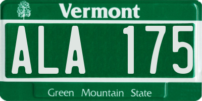 VT license plate ALA175