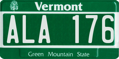VT license plate ALA176