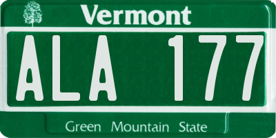 VT license plate ALA177