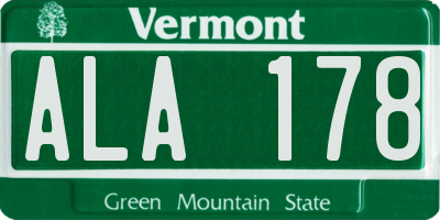 VT license plate ALA178