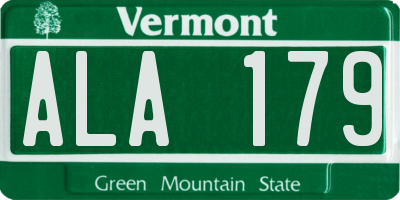 VT license plate ALA179