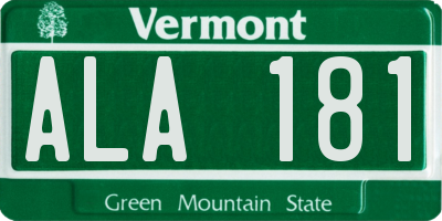 VT license plate ALA181