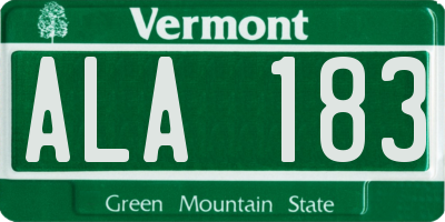 VT license plate ALA183