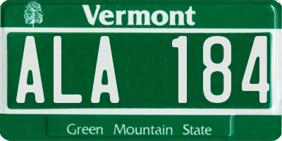 VT license plate ALA184