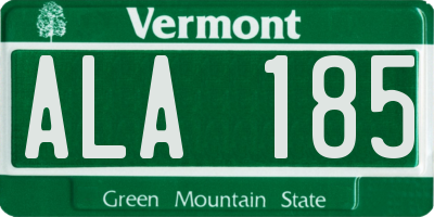 VT license plate ALA185