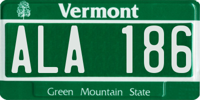 VT license plate ALA186