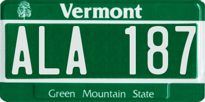 VT license plate ALA187