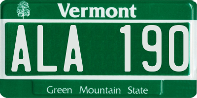 VT license plate ALA190