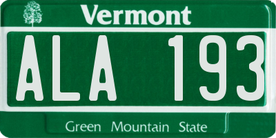 VT license plate ALA193