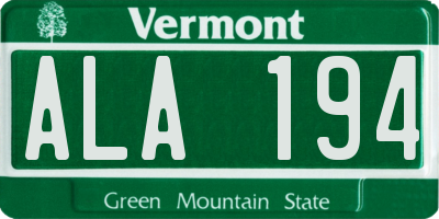 VT license plate ALA194