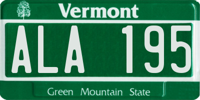 VT license plate ALA195