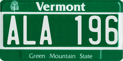 VT license plate ALA196