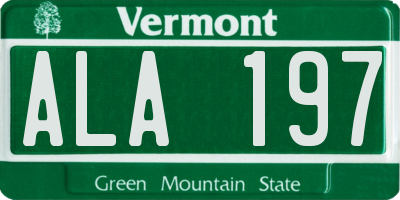 VT license plate ALA197