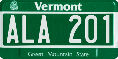 VT license plate ALA201