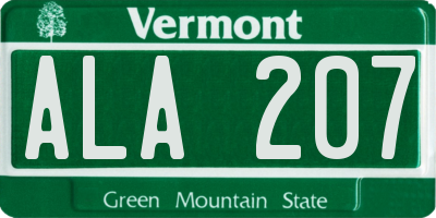 VT license plate ALA207