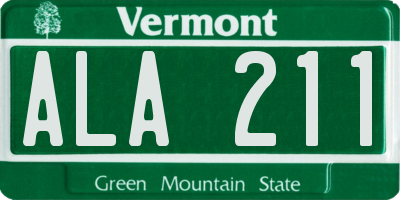 VT license plate ALA211