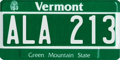 VT license plate ALA213