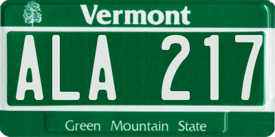 VT license plate ALA217