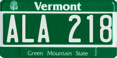 VT license plate ALA218