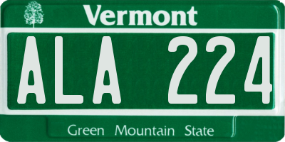 VT license plate ALA224